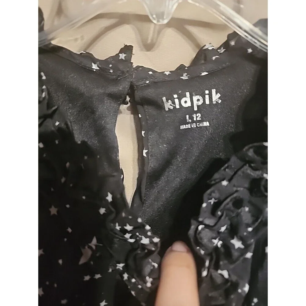 Kidpik Dress Sz 12 Black With Stars - Picture 2 of 4
